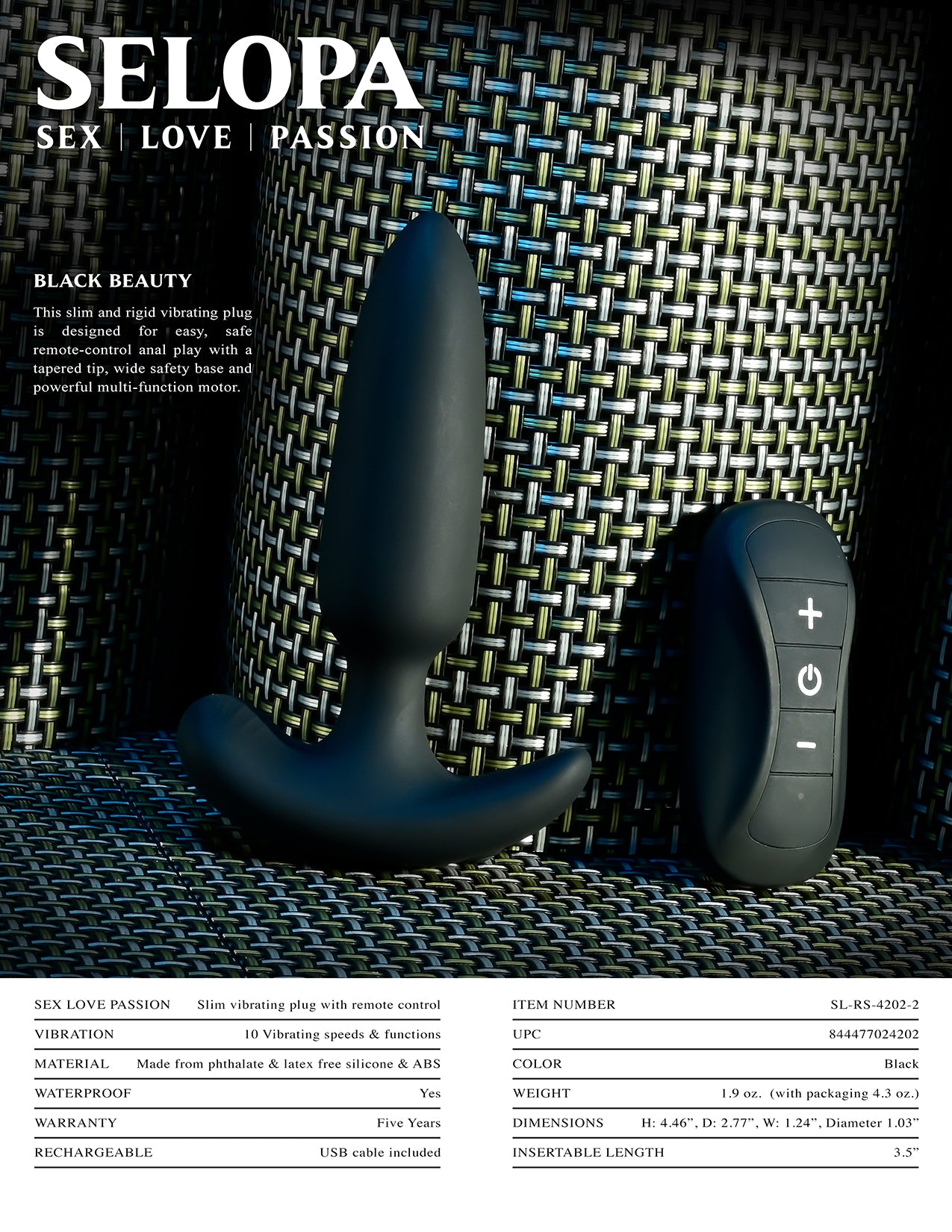 Selopa Black Beauty Vibrating Plug