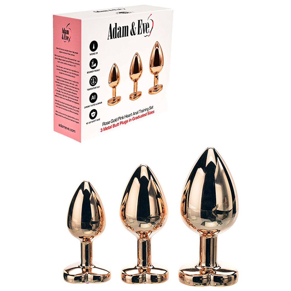 Adam & Eve Rose Gold Heart Gem Anal Training Set