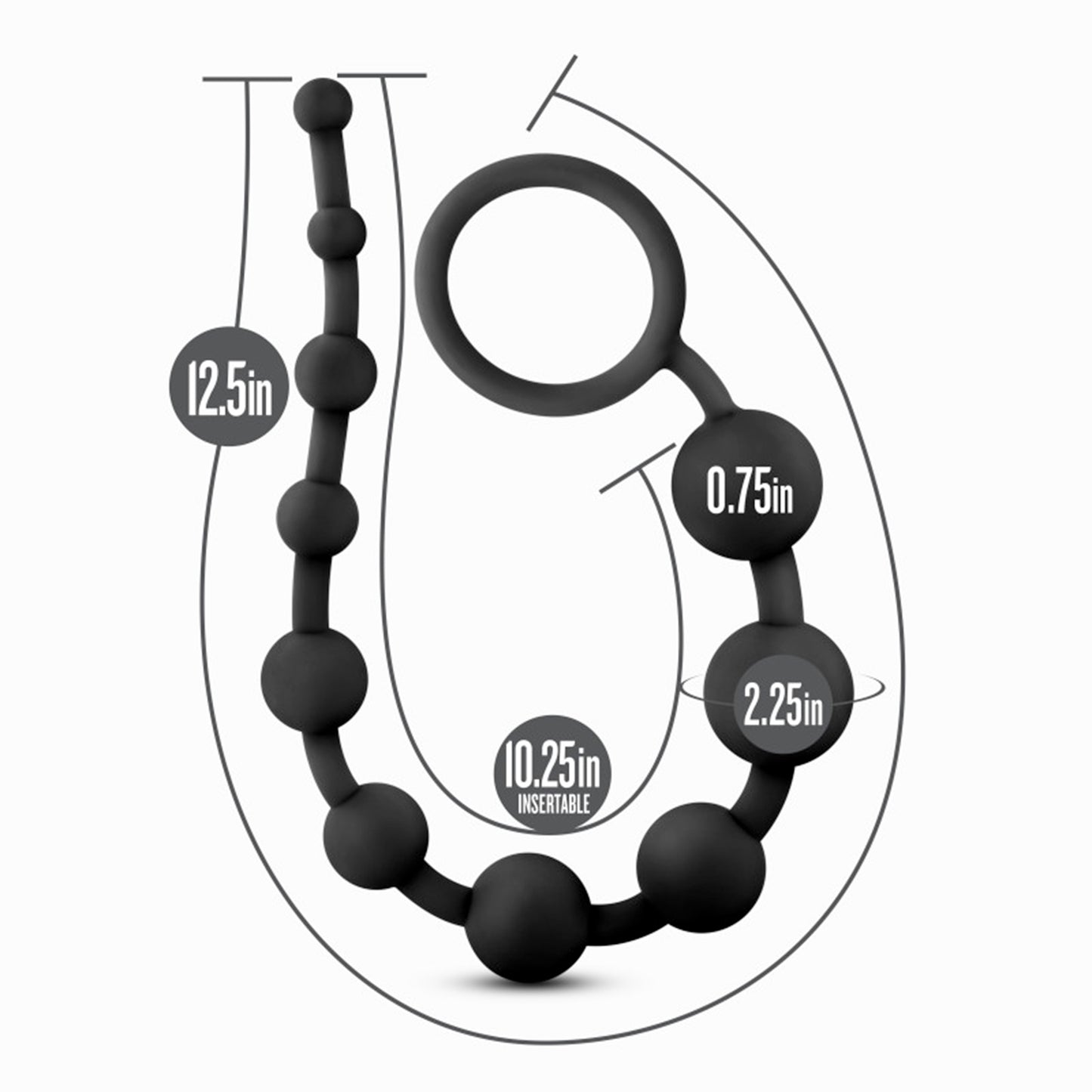 Anal Adventures Platinum 10 Anal Beads - Black