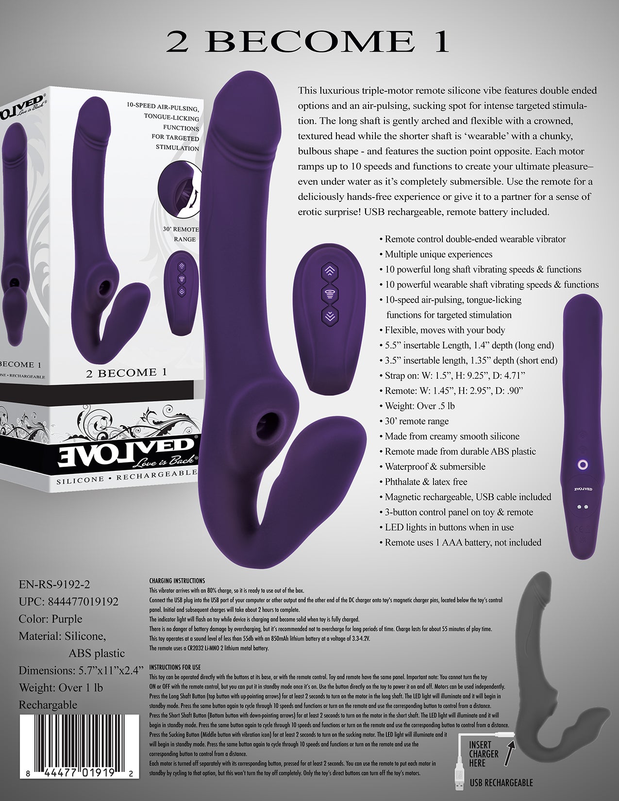 Evolved 2 Become 1 Strapless Strap-On Vibrator
